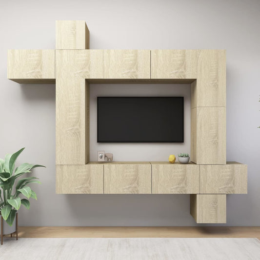 vidaXL 9 Piece TV Cabinet Set Sonoma Oak Engineered Wood