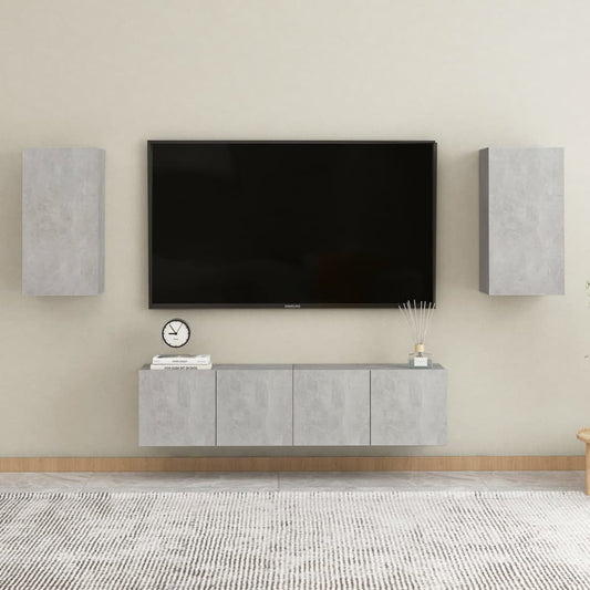 vidaXL 4 Piece TV Cabinet Set Concrete Grey Engineered Wood