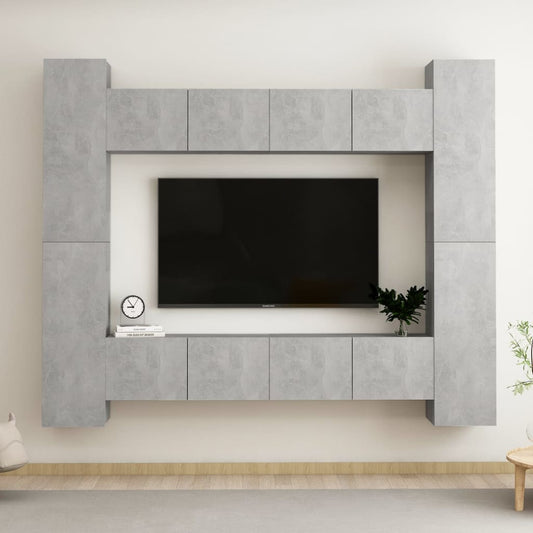 vidaXL 8 Piece TV Cabinet Set Concrete Grey Engineered Wood