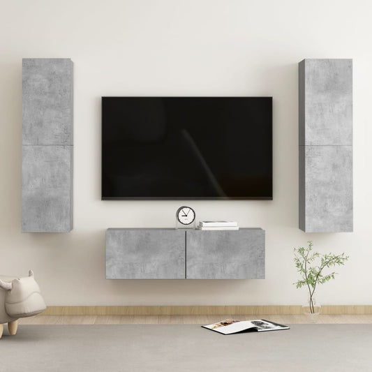 vidaXL 3 Piece TV Cabinet Set Concrete Grey Engineered Wood
