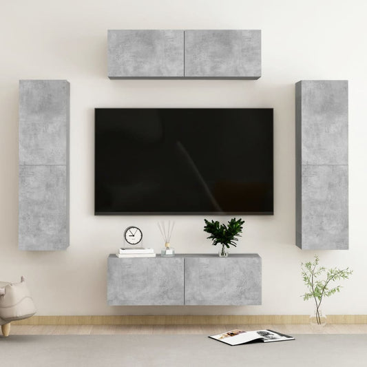 vidaXL 4 Piece TV Cabinet Set Concrete Grey Engineered Wood