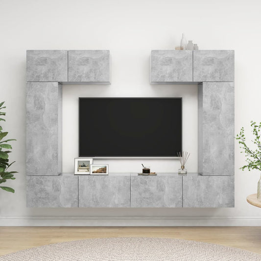vidaXL 6 Piece TV Cabinet Set Concrete Grey Engineered Wood