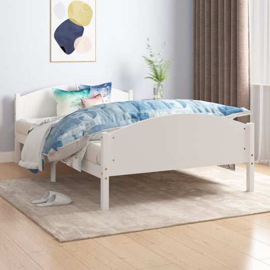 vidaXL Bed Frame White Solid Pine Wood 140x200 cm