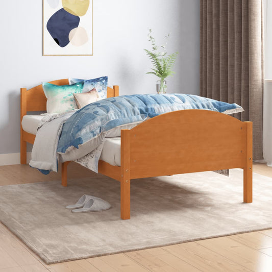 vidaXL Bed Frame Honey Brown Solid Pine Wood 90x200 cm