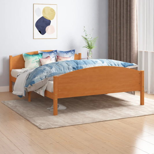 vidaXL Bed Frame Honey Brown Solid Pine Wood 140x200 cm