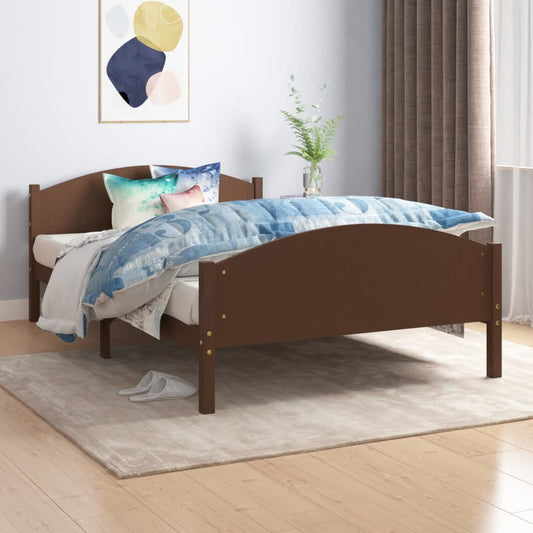 vidaXL Bed Frame Dark Brown Solid Pine Wood 120x200 cm