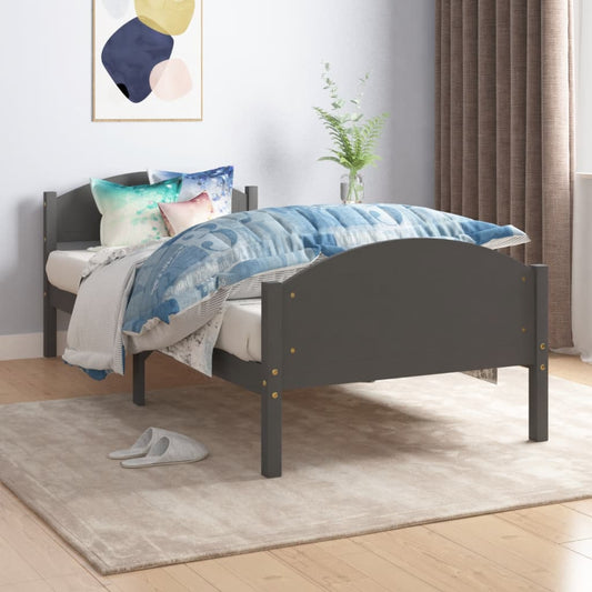 vidaXL Bed Frame Dark Grey Solid Pine Wood 100x200 cm