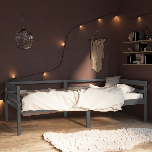 vidaXL Bed Frame Dark Grey Solid Pinewood 90x200 cm