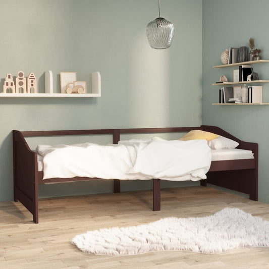 vidaXL 3-Seater Day Bed Dark Brown Solid Pinewood 90x200 cm