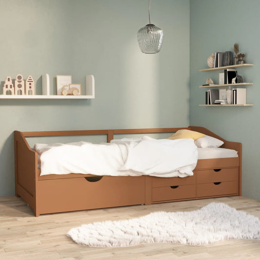 vidaXL 3-Seater Day Bed with Drawers Honey Brown Solid Pinewood 90x200 cm