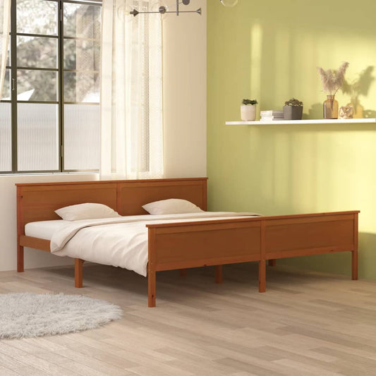 vidaXL Bed Frame Honey Brown Solid Wood Pine 200x200 cm