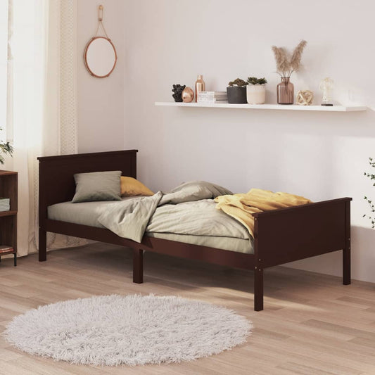 vidaXL Bed Frame Dark Brown Solid Wood Pine 100x200 cm