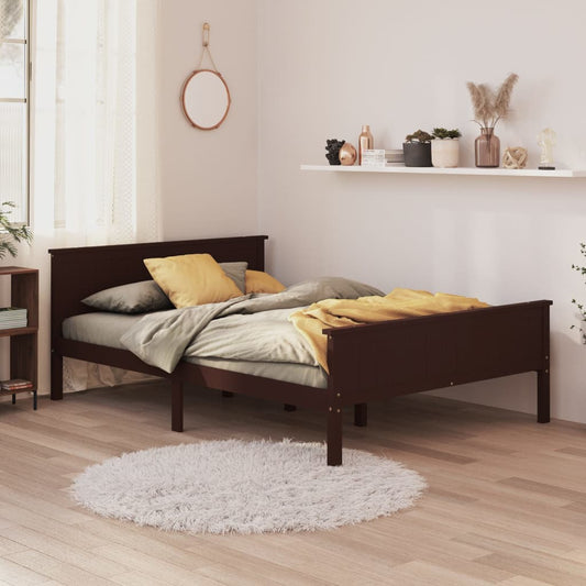 vidaXL Bed Frame Dark Brown Solid Wood Pine 160x200 cm