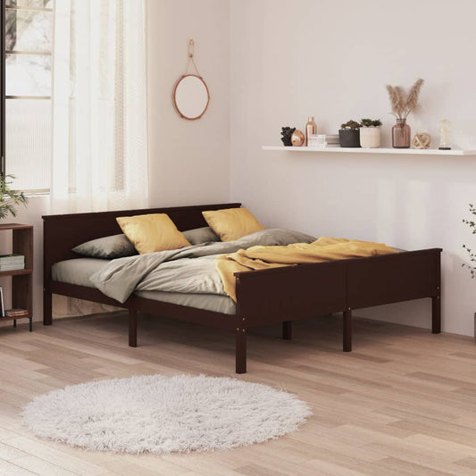 vidaXL Bed Frame Dark Brown Solid Wood Pine 180x200 cm
