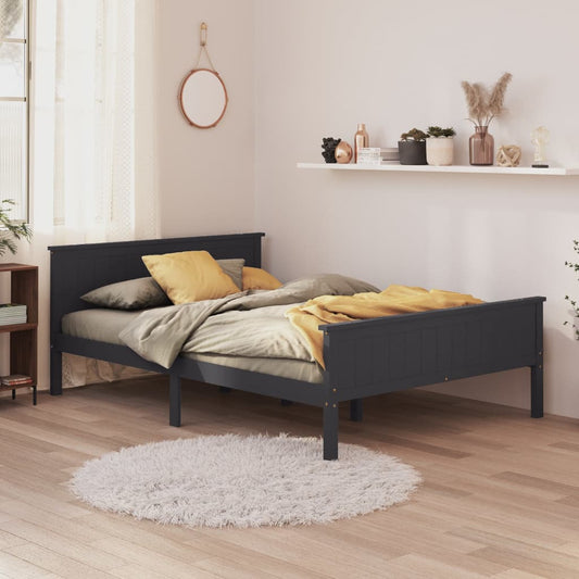 vidaXL Bed Frame Grey Solid Wood Pine 120x200 cm
