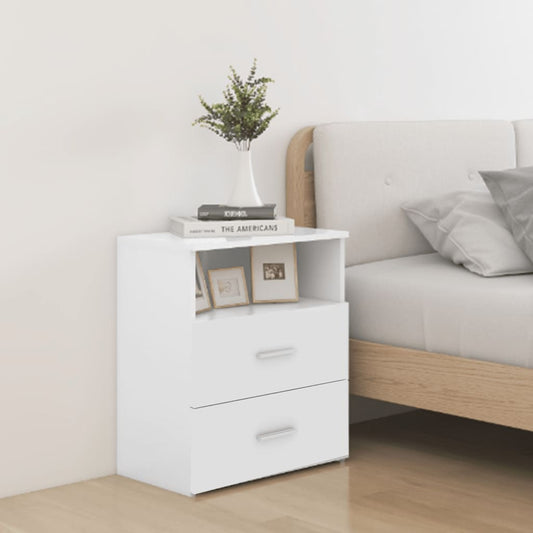 vidaXL Bed Cabinets 2 pcs High Gloss White 50x32x60 cm
