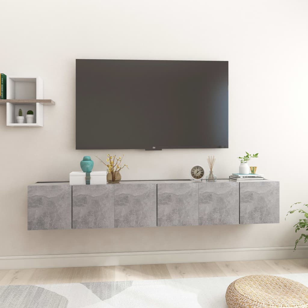 vidaXL Hanging TV Cabinets 3 pcs Concrete Grey 60x30x30 cm