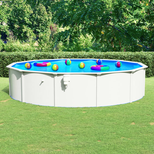 vidaXL Swimming Pool with Steel Wall Round 550x120 cm White