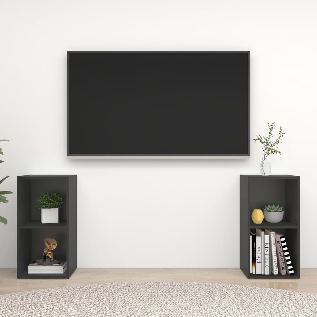 vidaXL TV Cabinets 2 pcs Grey 72x35x36.5 cm Engineered Wood