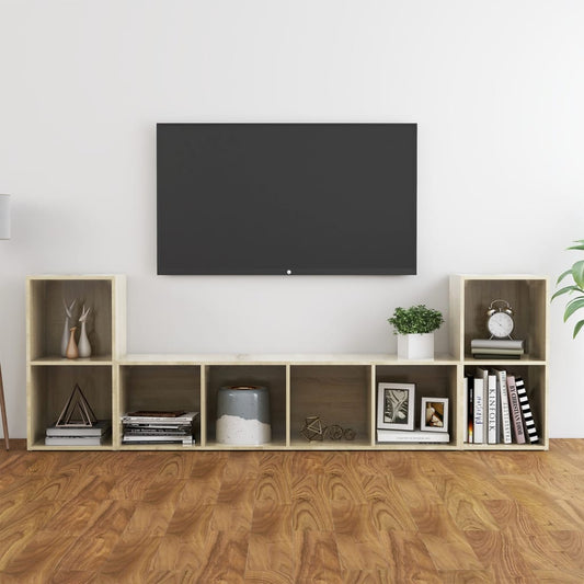 vidaXL 3 Piece TV Cabinet Set Sonoma Oak Engineered Wood