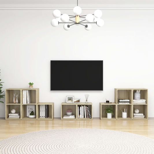 vidaXL 8 Piece TV Cabinet Set Sonoma Oak Engineered Wood
