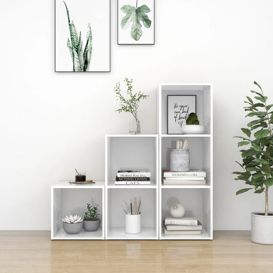 vidaXL 3 Piece TV Cabinet Set High Gloss White Engineered Wood