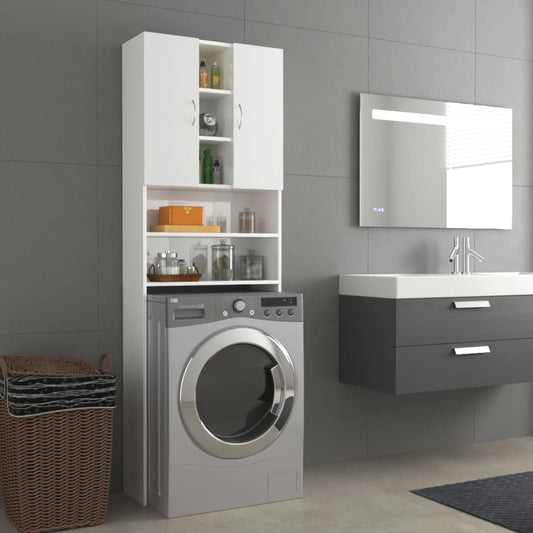 vidaXL Washing Machine Cabinet High Gloss White 64x25.5x190 cm