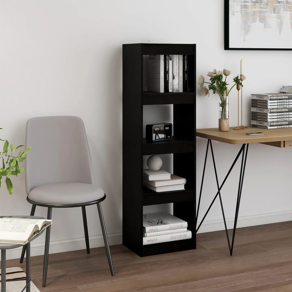 vidaXL Book Cabinet Room Divider Black 40x30x135.5 cm Pinewood