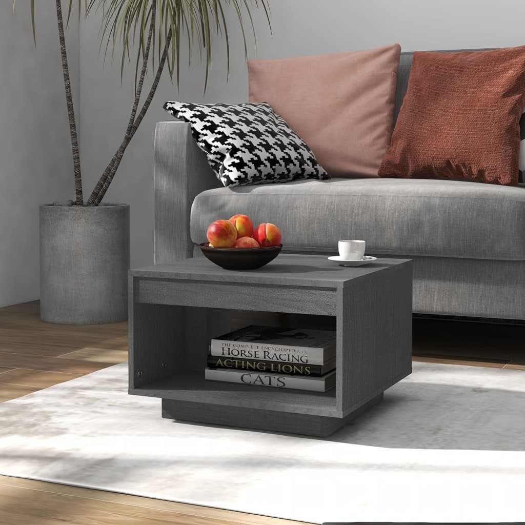 vidaXL Coffee Table Grey 50x50x33.5 cm Solid Pinewood