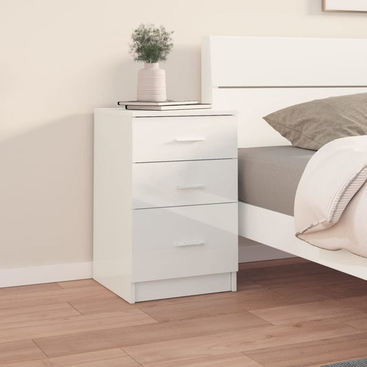 vidaXL Bed Cabinet High Gloss White 40x40x63 cm Engineered Wood