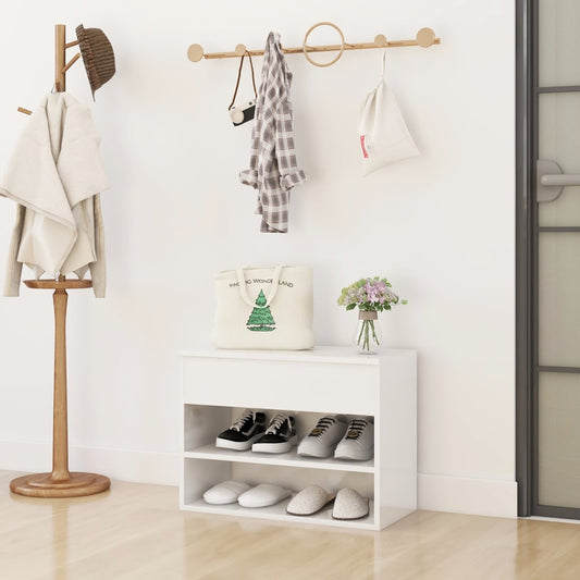 vidaXL Shoe Bench High Gloss White 60x30x45 cm Engineered Wood