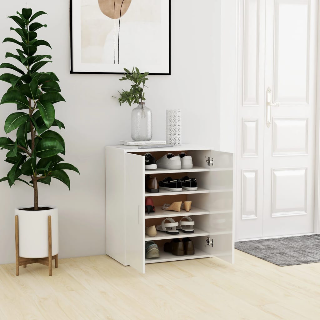 vidaXL Shoe Cabinet High Gloss White 60x35x70 cm Engineered Wood