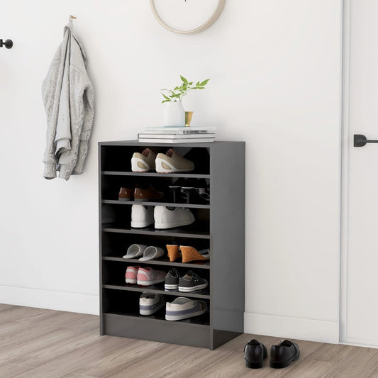 vidaXL Shoe Cabinet High Gloss Grey 60x35x92 cm Engineered Wood