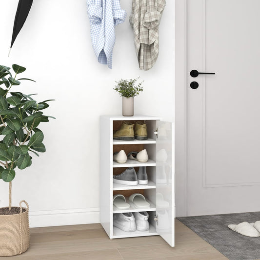 vidaXL Shoe Cabinet High Gloss White 32x35x70 cm Engineered Wood