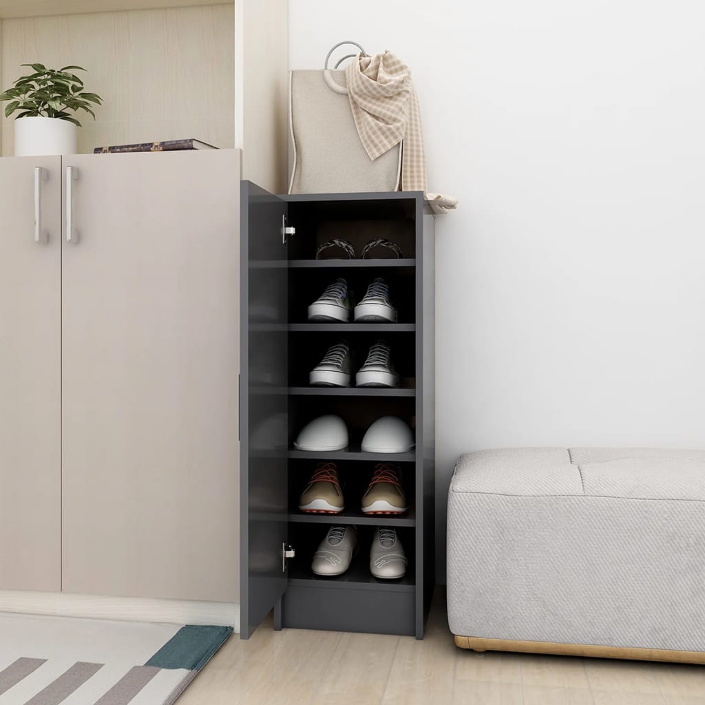 vidaXL Shoe Cabinet Grey 32x35x92 cm Engineered Wood