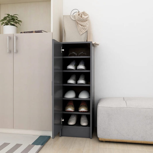 vidaXL Shoe Cabinet Grey 32x35x92 cm Engineered Wood