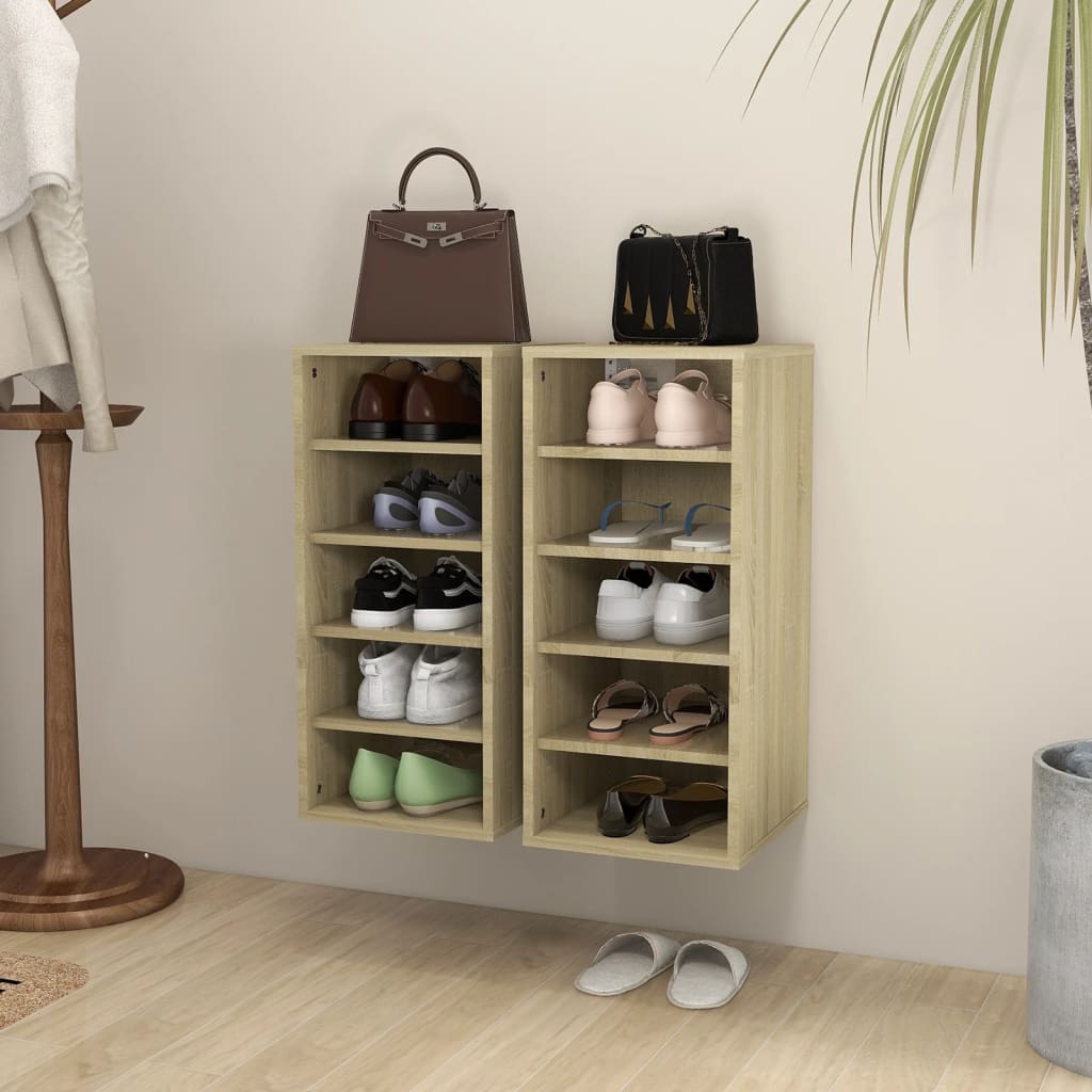 vidaXL Shoe Cabinets 2 pcs Sonoma Oak 31.5x35x70 cm Engineered Wood