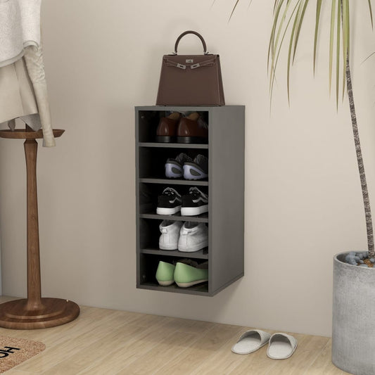 vidaXL Shoe Cabinet High Gloss Grey 31.5x35x70 cm Engineered Wood