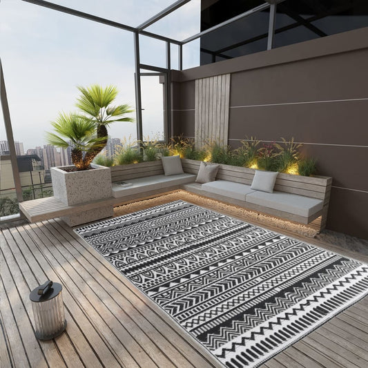 vidaXL Outdoor Rug Black 190x290 cm PP