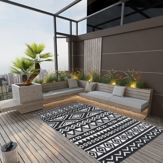 vidaXL Outdoor Rug Black 160x230 cm PP