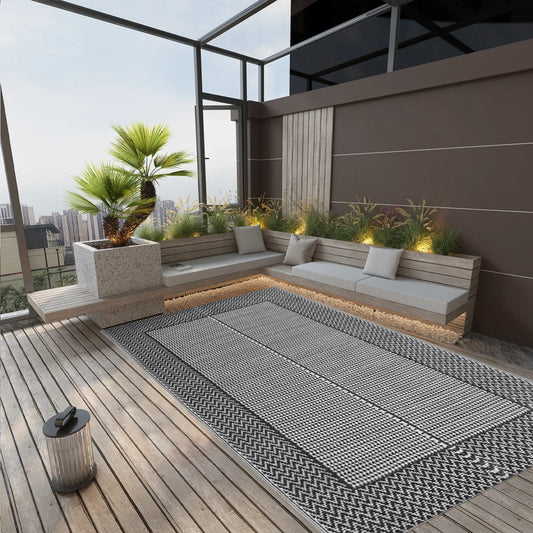 vidaXL Outdoor Rug Black 140x200 cm PP