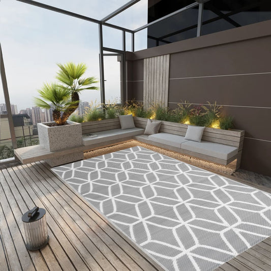 vidaXL Outdoor Rug Grey 140x200 cm PP