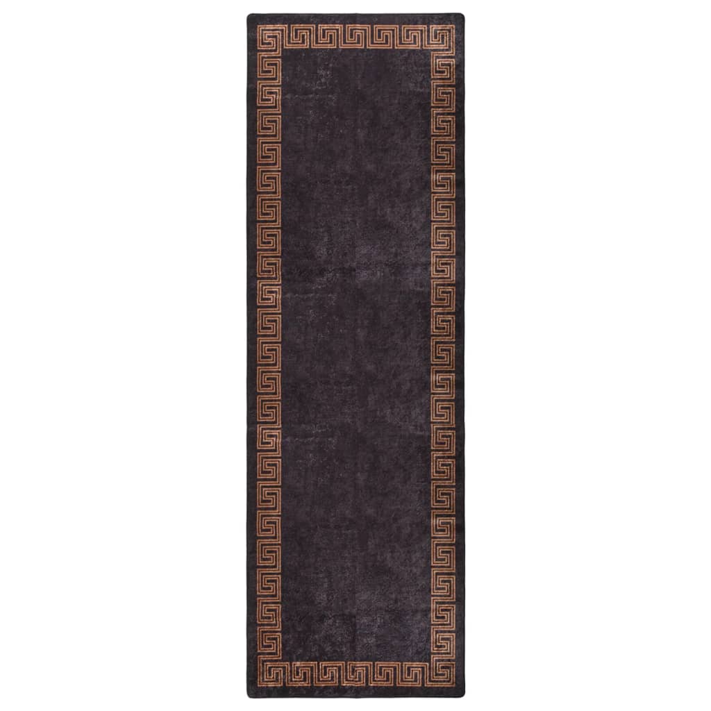 vidaXL Rug Washable 80x300 cm Black and Gold Anti Slip