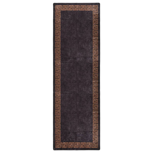 vidaXL Rug Washable 80x300 cm Black and Gold Anti Slip