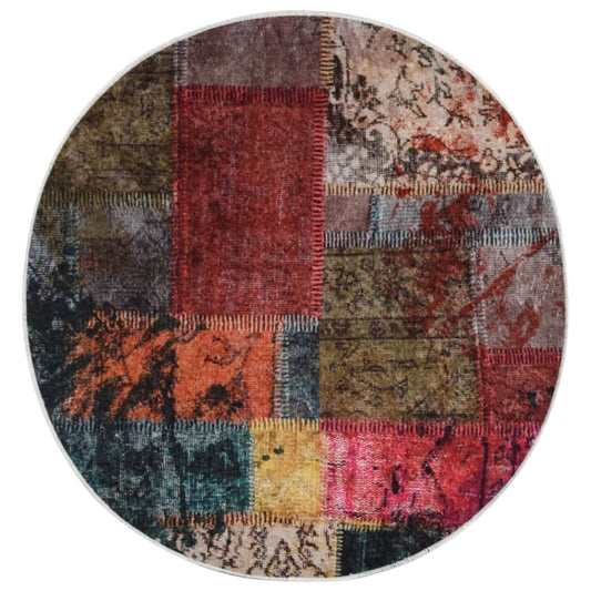 vidaXL Rug Washable Patchwork “Ê120 cm Multicolour Anti Slip