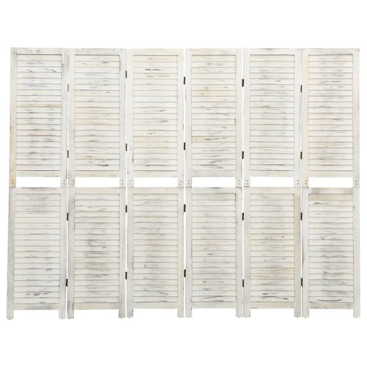 vidaXL 6-Panel Room Divider Antique White 215x166 cm Solid Wood
