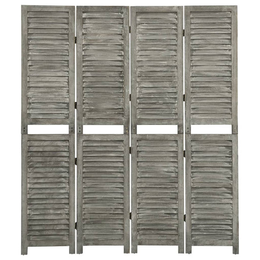 vidaXL 4-Panel Room Divider Grey 143x166 cm Solid Wood