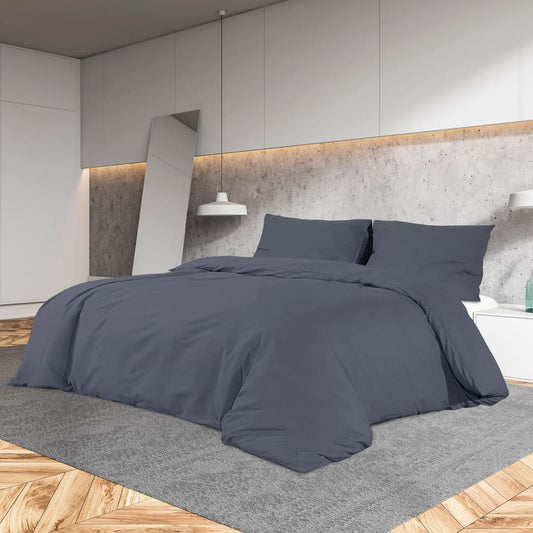 vidaXL Duvet Cover Set Anthracite 225x220 cm Light-weight Microfiber