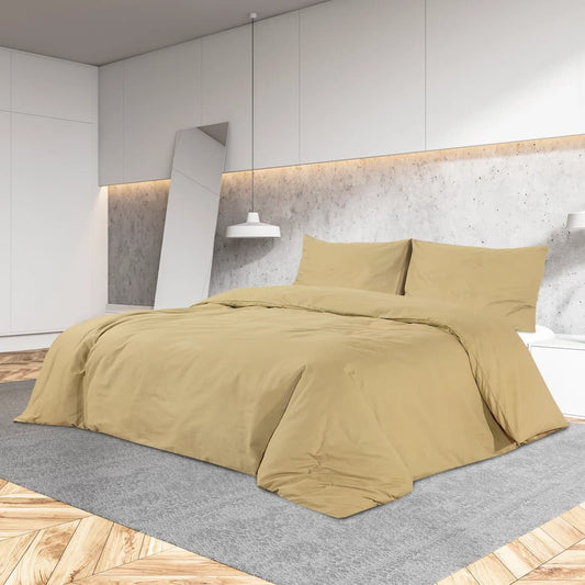 vidaXL Duvet Cover Set Taupe 200x220 cm Cotton