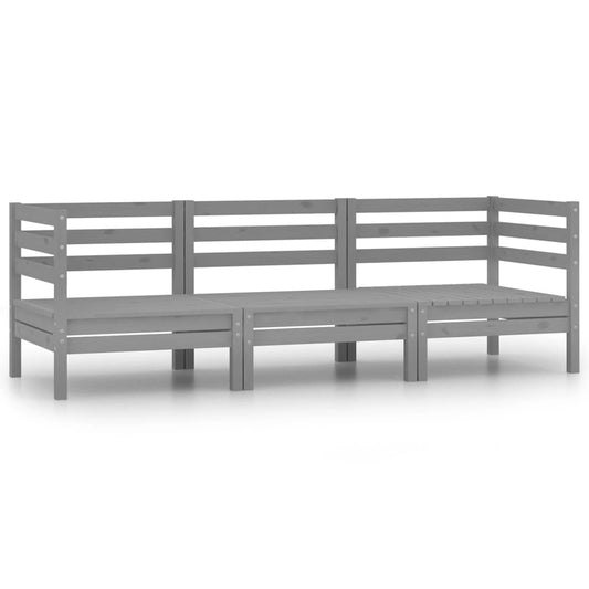 vidaXL 3 Piece Garden Lounge Set Solid Pinewood Grey